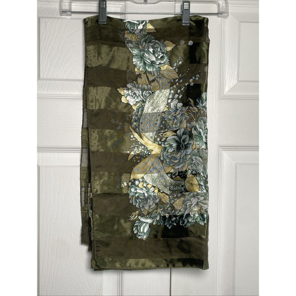 Rodeo Floral Stripe Square Scarf Womens OS Green Vintage Style Polka Dot 40x40